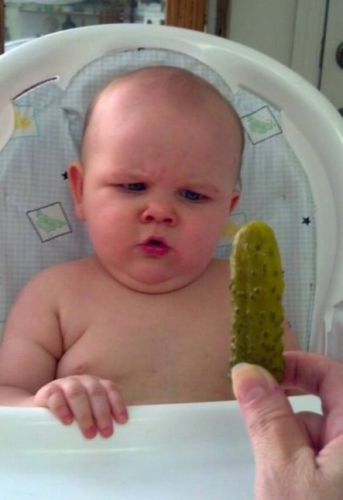 Infantulus Valde Scepticus de Hoc Salgamo Estcollegehumor:Baby is Super Skeptical of This PickleWatc