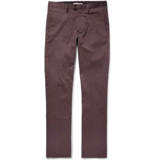 Max Satin Slim-Fit Cotton-Blend Trousers Purple