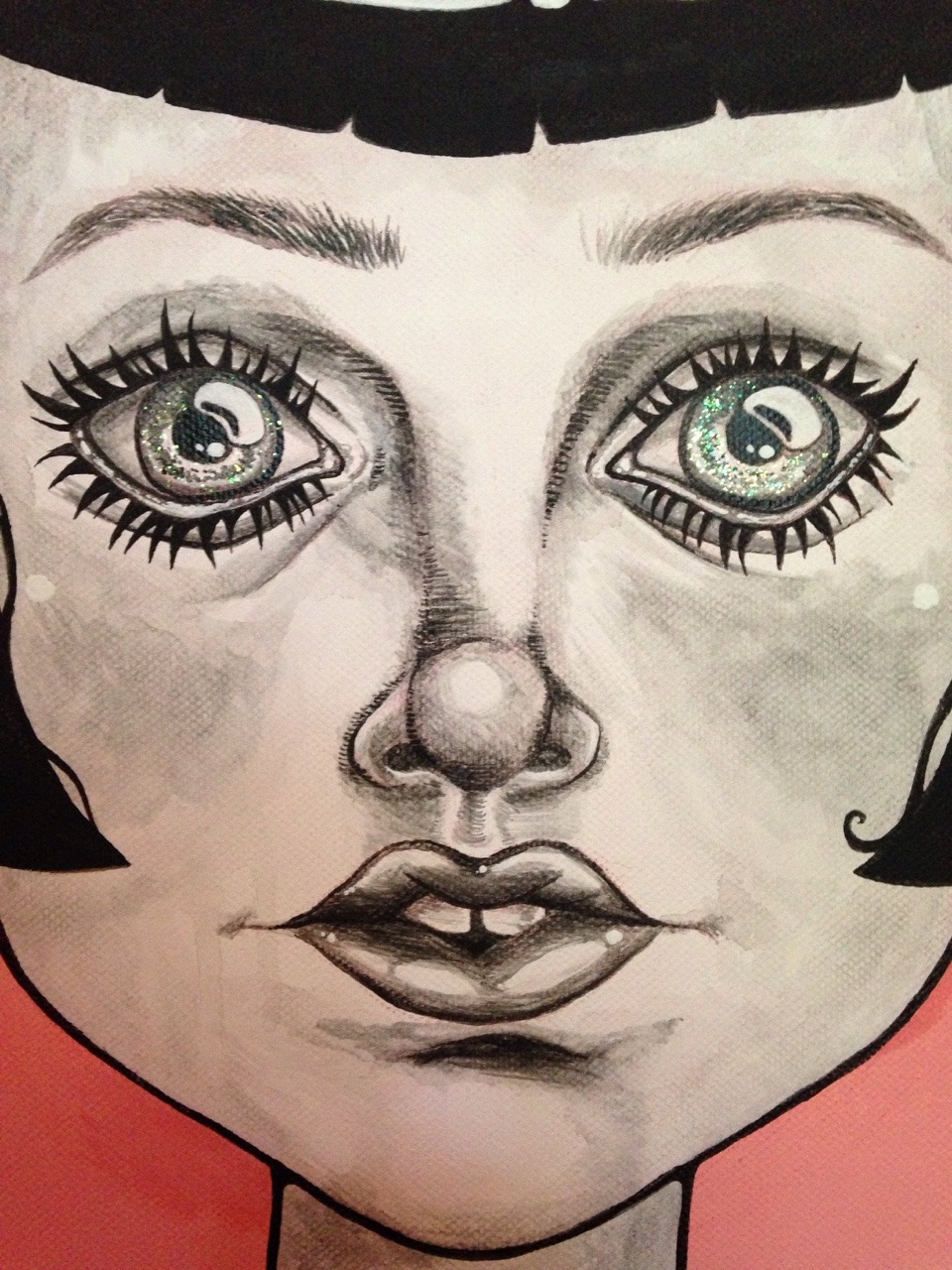 e-brat:  i meant to post this like 2 weeks ago  ingrid acrylic and glitter on a