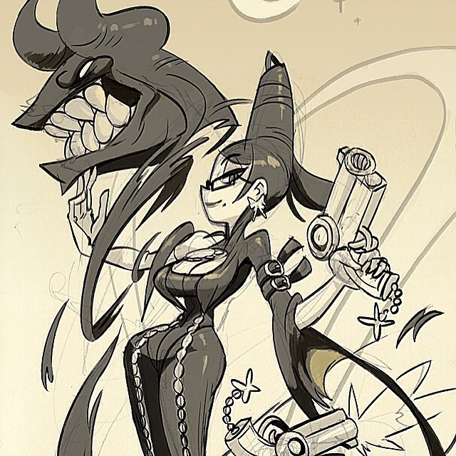 evilberserker:  This a great a pic of bayonetta a similar art style of SkullGirls