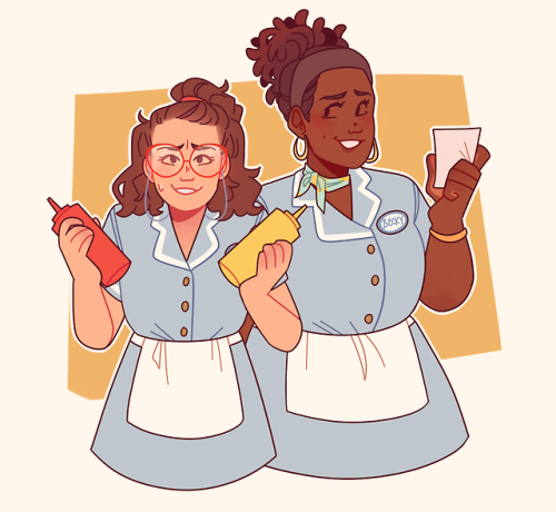sapphicsmiles:a few people requested more waitress art!!