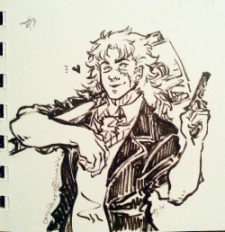 catwithapie:  Inktober day 17:  taking a break from the 80’s and doing a mini doodle of one of my favorite Jojo sidekicks. (Ignore the hammer going through his hair plz I didn’t pay enough attention orz) I know some people don’t like Speedwagon