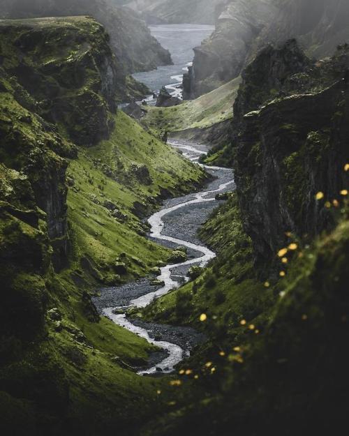 adventuresinfinity:[OC] [1586x1983] A Canyon in Þórsmörk. No birds or bananas in t
