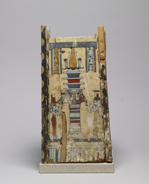 Painted wooden box from Ancient Egypt, used to hold either ushabtis or canopic jars.  On the si