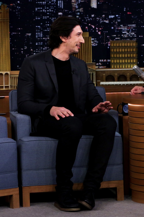 Adam Driver guest starring on The Tonight Show, December 2, 2015.