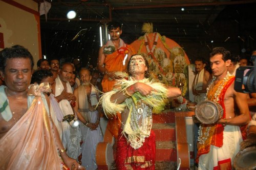 arjuna-vallabha:Nagadarshana, priest possessed by the spirit of a naga, Udupi, Karnataka