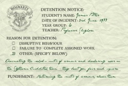 hmionegrangr:    Marauder’s Era Detention Slips: ( 2 / ∞ )  