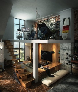 homedesigning:   Loft Hammock Workspace 