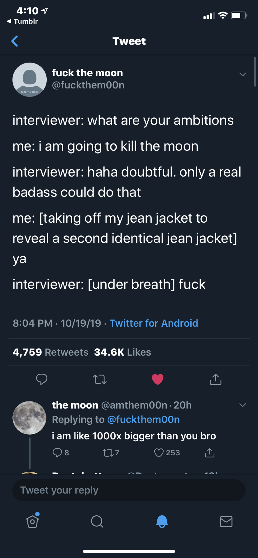 Moon Out Here Pickin Fights With A Badass. Rip The Moon.