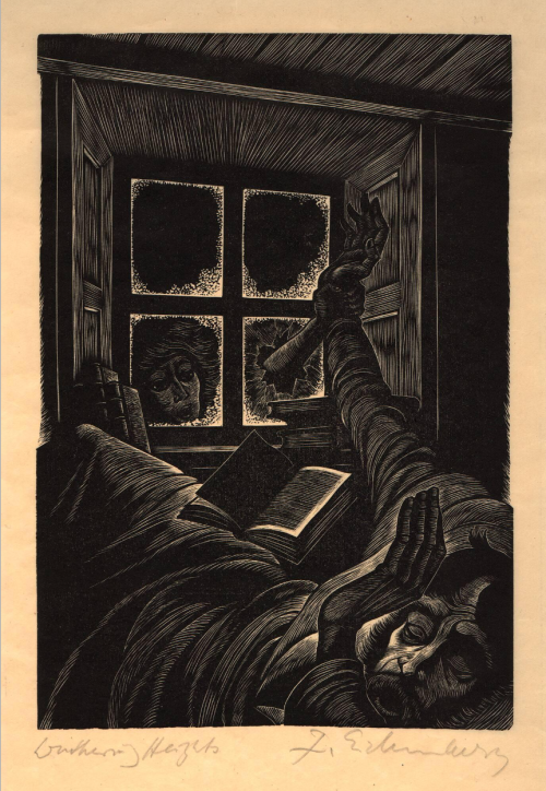 swiftthefox: The Apparition (Cathy’s Ghost at the Window) -  Fritz Eichenberg - 1943Wuthe