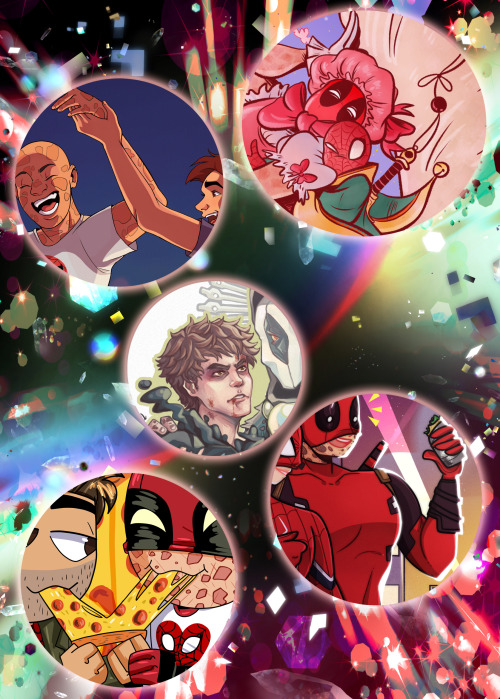 amazing-spiderling:Announcing: “In Every World: A Spideypool Zine”Over twenty Spide