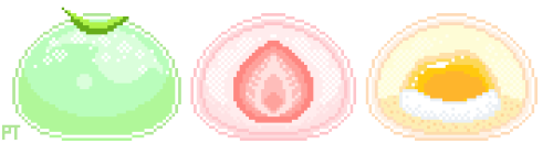 pretty-transparents:  daifuku - green tea, strawberry, & mango 