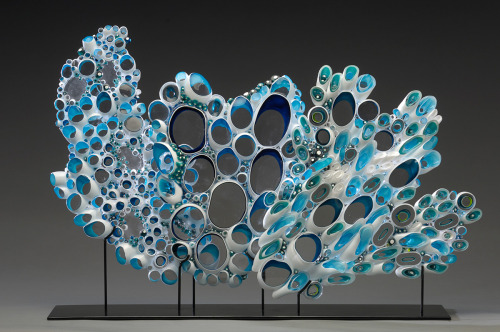 asylum-art:Glass Vases and Sculptures Capture the Beauty of Cascading Waves By Marsha Blaker and Pau