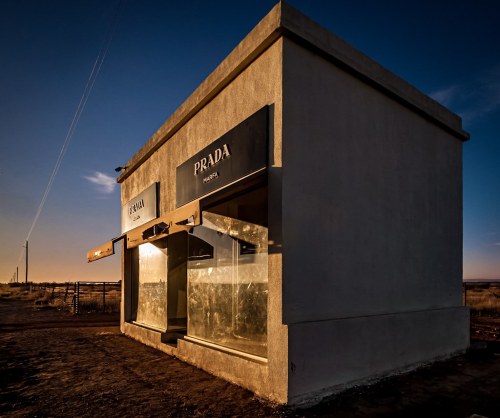 Prada’s Newest Store by braniffelectra Located in the high Texas desert near Valentine Tx (pop