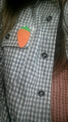 bunillabear:  went to the post office todaaayyy.. very special delivery to katya!!!! (wearing my carrot pin hehe) 