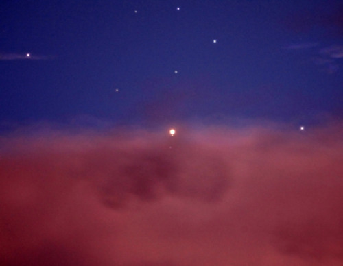 This unusual image was taken at dusk from Coral Towers Observatory. It shows Jupiter rising through 