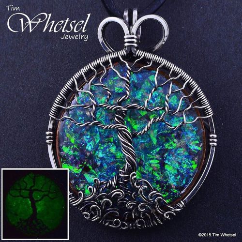tdwjewelrydesigns:  .925 Sterling Silver tree of life glow in the dark orgonite necklace pendant, ha