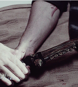 clairvoyantsam:  ► How the First Blade activated the Mark of Cain once more and brought Dean back to life as a Demon. ◄  (excluded from the final cut) (x) 