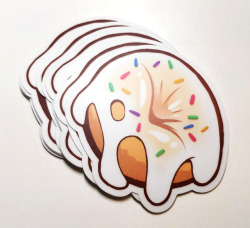 braeburned: Okay these were a joke sticker at first but then they actually turned out so so good don’t worry it’s definitely, definitely just a donut (they’ll be at BLFC + future cons, but before the full batch arrives, i’ve got a couple available in