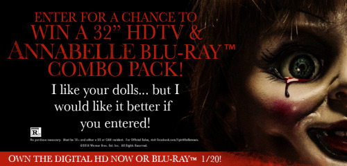 Be brave; enter every day for a chance to win the Annabelle grand prize! Enter here: http://bit.ly/1