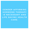 genderqueerpositivity:(Image description 1: white text on a blue background with a white border that says “Gender affirming hormone therapy is necessary and life-saving health care.” 2: white text on a pink background with a white border that