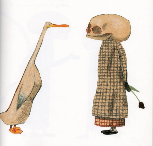 Wolf Erlbruch (German, b. 1948,  Wuppertal, Germany) - Illustrations from Duck, Death and the Tulip 