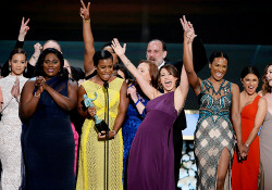 ikonicgif:  The cast of Orange Is The New Black accepts the award for Outstanding Performance by an Ensemble in a Comedy Series onstage at the 21st Annual Screen Actors Guild Awards 