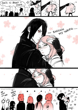 tenyai:  Best form of Sakura anger management :D Sasuke you have learned well…And sorry I know he’s missing the wrong arm but whatever! 