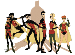 thegingermenace123:  HAPPY BATMAN DAY!!! :D I decided to draw every Robin that I’m aware of… 