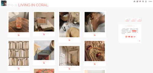 whimsythemes:Living in Coral A Tumblr Theme Created for the Pantone Color of the Year ChallengeH