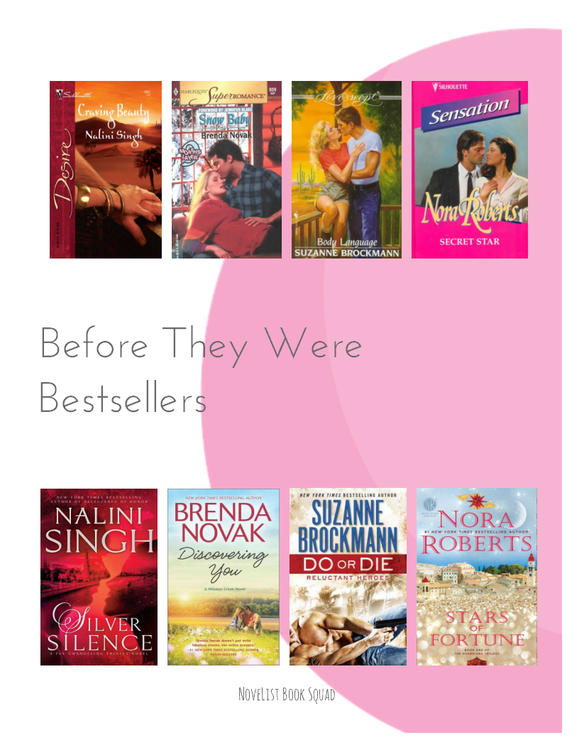 Your favorite category romance writers didn’t just come out of nowhere–give the readers in your library a blast from the bookish past with this flyer, made by the NoveList Book Squad.