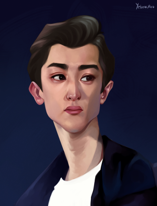 chanyeol studytrying out a new way of drawing faces!!!