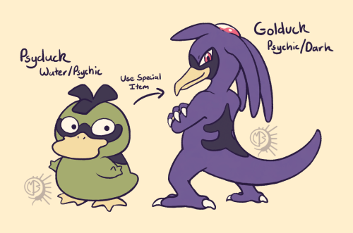 mattibee-portfolio:Regional Psyduck/Golduck variant! Based on kappa (mythical creature) and Psyduck 