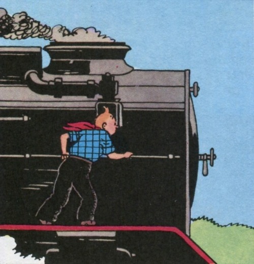 Original and later versions of a panel from Tintin in America, the black-and-white from Le Petit Vin