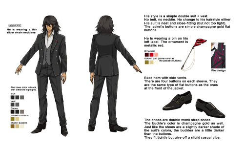 yume-x-hanabi:Gaius’ suit design notes.