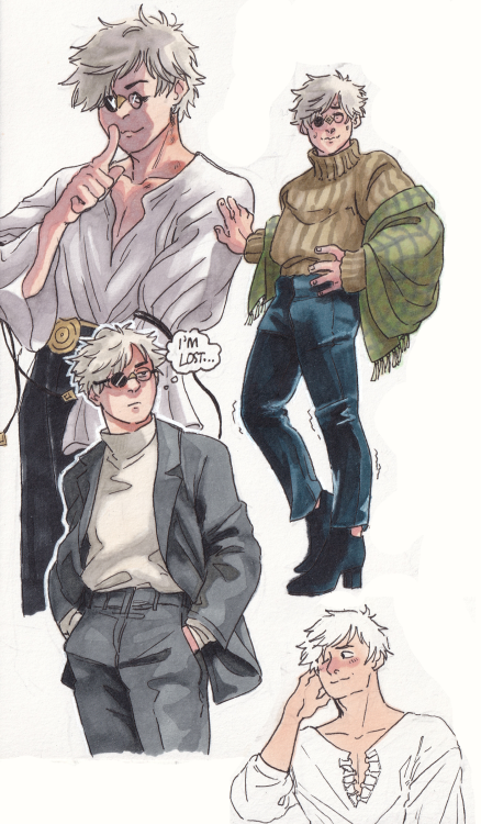 merchantarthurn: some marker doodling of qifrey’s outfit variety hour