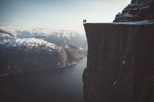 bokehm0n:  Minimal, Fjords, Norway, Roadtrip, Travel, Sunset, Power In Nature, Explore, Outdoors, Landscape, Mountains, Nature, Vscocam, EyeEm Best Shots, Exploring, Winter, Preikestolen by Johannes H. on EyeEm 