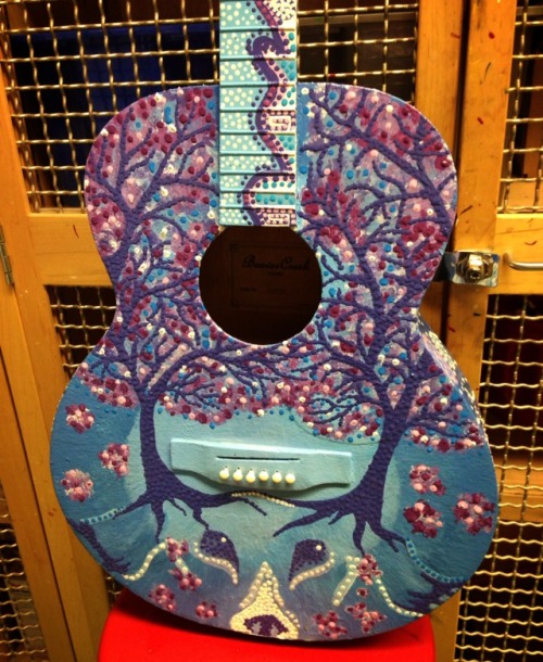 Painted my guitar for an art project. I called it “My Design”. The art teacher loved it 