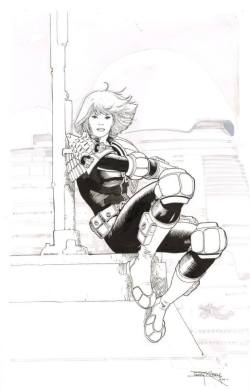 judgeanon:  Take a moment off your saturday to enjoy the view with Judge Anderson and Barry Kitson. (source)   Cutie Anderson.