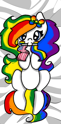 Ask-Usa-Pony:  Bonus:she Is Gay Gay Gayshe Like Long Big Baconsshe Is Super Super