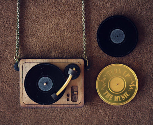 StrangelyYours: DJ Turntable Necklace or Brooch Cute trinket necklace&hellip; Would it be too cheesy