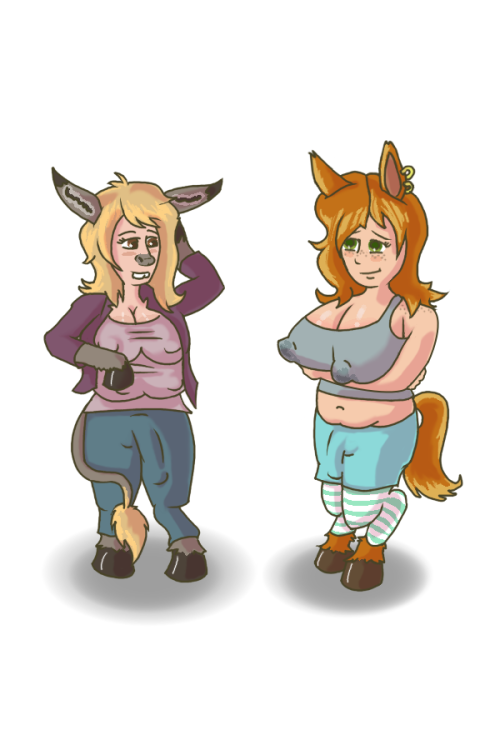 Wanted to do a quick drawing of my donkey and horsegirls. So today Darleyna meets a girl name Cassie
