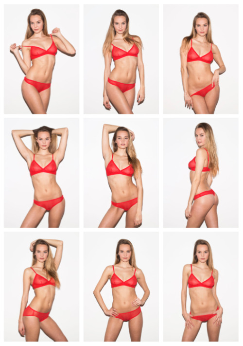 americanapparel:  Red Lingerie by American Apparel. Perfect for Valentine’s Day. Product Links:Geo Lace Demi BraGeo Lace Mid-Rise Thong 