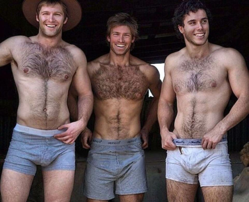 ultraroysworldblog: Handsome hairy bodied guys.  Love to see them totally naked…yum yum 