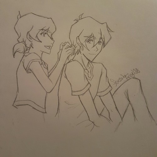 forsakenangel88-art: Keeping with the pigtail theme, i decided to draw my newish brotp Pidge and Kei