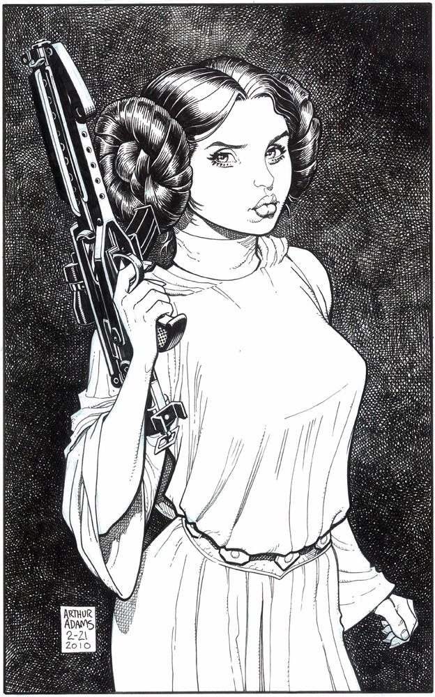 alexhchung:  Slave Leia and Princess Leia by Arthur Adams