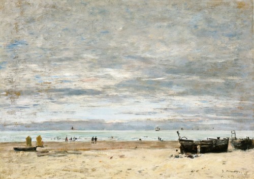 eugene-boudin: Berck, The Beach at Low Tide, 1882, Eugene BoudinMedium: oil