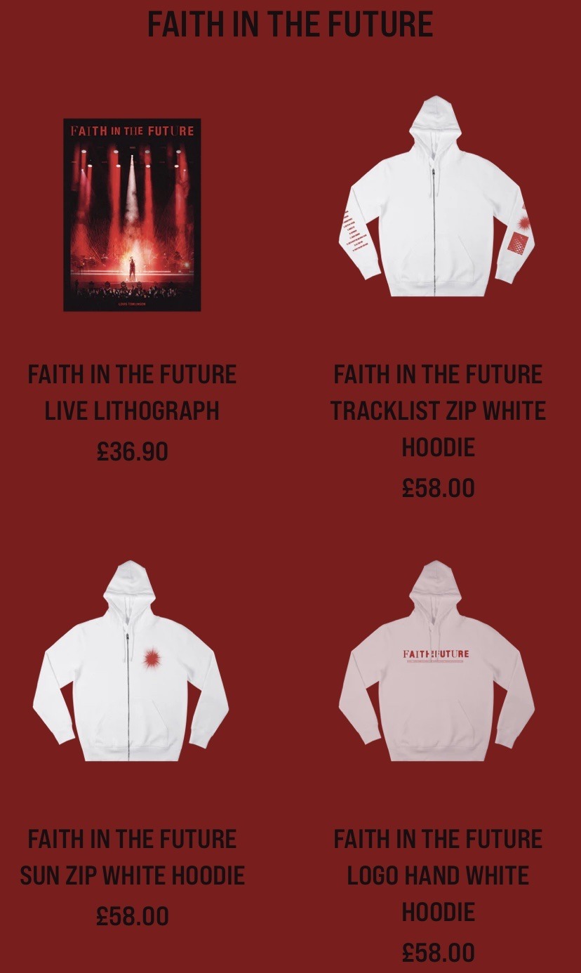 Faith In The Future Tour Tracklist 2023, Louis Tomlinson Merch