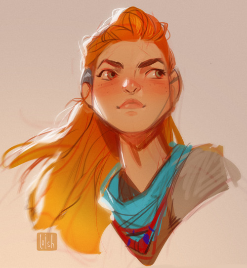 Drew this portrait of Aloy from Horizon: Zero Dawn during the official opening of Storyworld! I felt