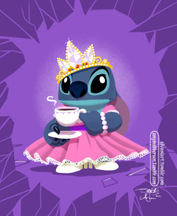amymebberson:  Family means anyone can be a Princess. Decided to give the Stitch that James guest-drew for Pocket Princesses 29 his own portrait. Because he’s too adorable. Original drawing by James Silvani, colours by me :)